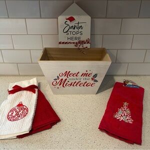 Christmas Decor Set with Towels and Sign